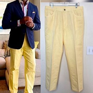 LORO PIANA 5 Pocket Linen Cotton Trouser Yellow Sz 36 x 29.5 Italy Breathable